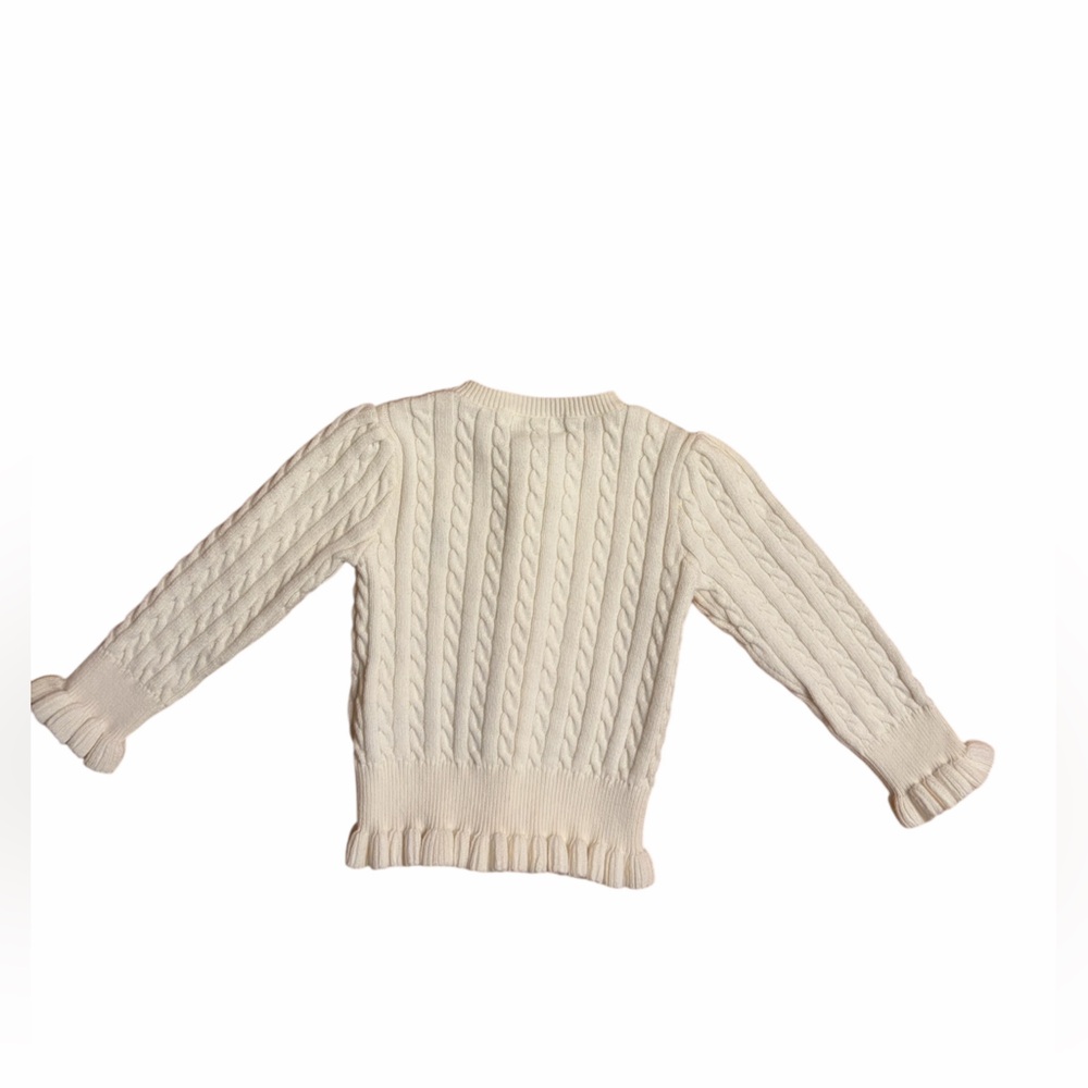 Ralph Lauren Ivory Cable Knit Cardigan with Polo Pony - Picture 2 of 4